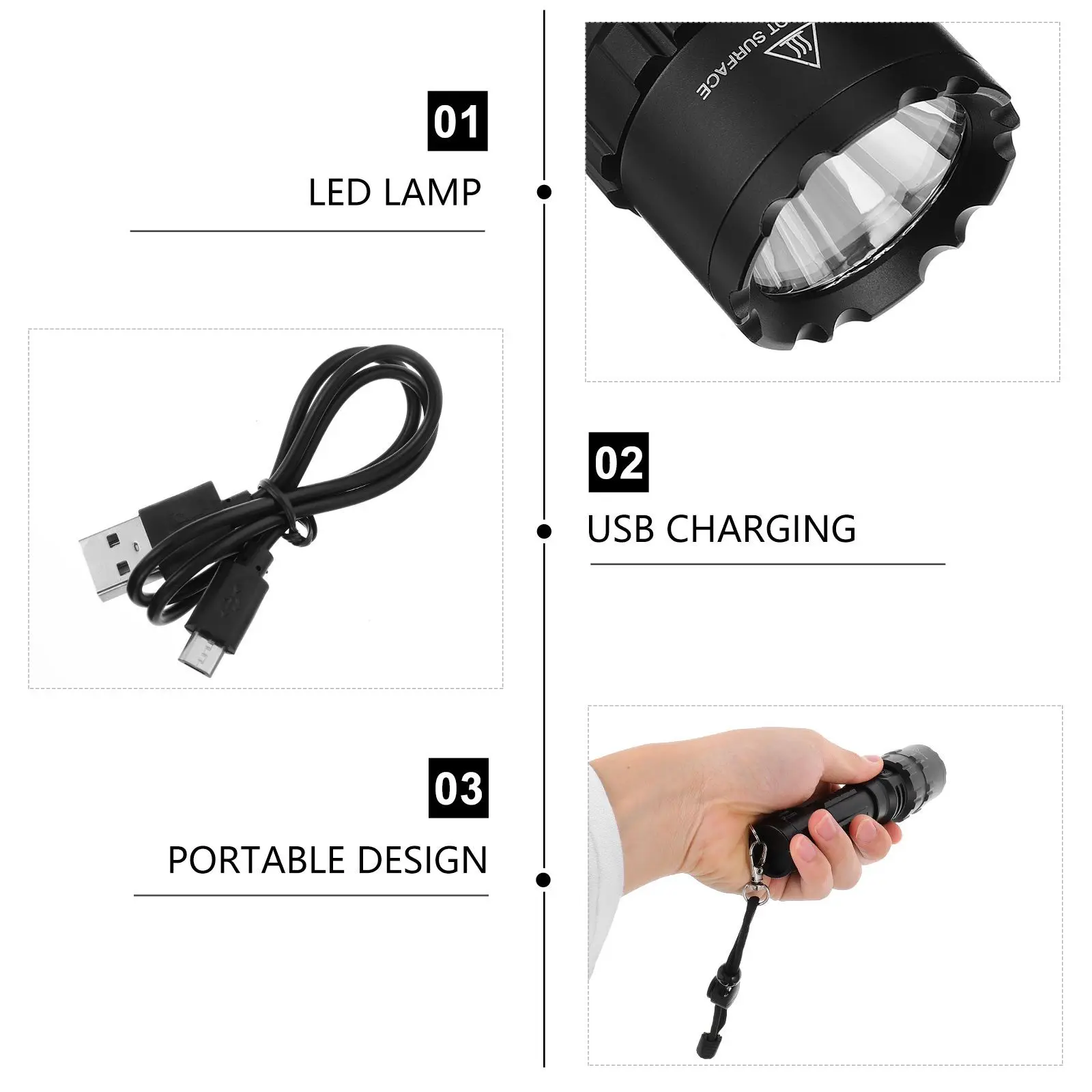 USB مصباح ليد جيب قابل لإعادة الشحن عالية لومينز صغيرة مقاوم للماء سبائك الألومنيوم التخييم المشي لمسافات طويلة في الهواء الطلق ضوء مصابيح كاشفة بلمبات LED