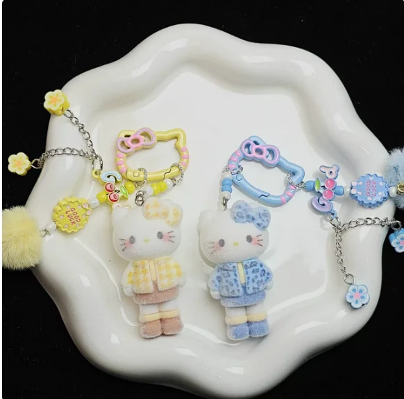 

Cute for Hello Kitty Keychain Cartoon Toy Fun Colorful Doll Backpack Pendant Car Decoration Hanging Chain Christmas Gift