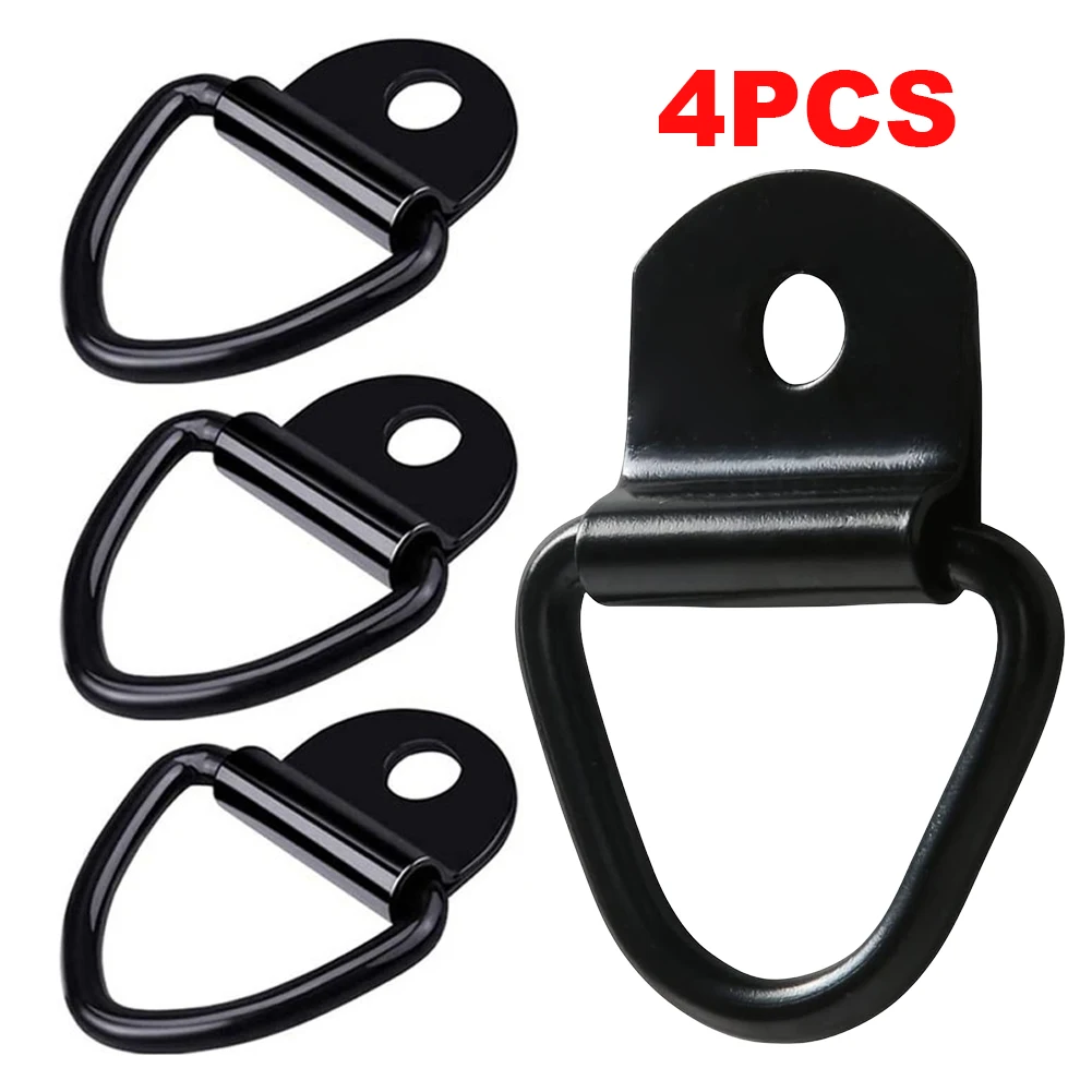 4Pcs Heavy Duty Truck Bed Tie Down Anchors Rings Trailers Hook Cargo Bolt on V Ring Tie Down Anchors Pickups Rail Accessories