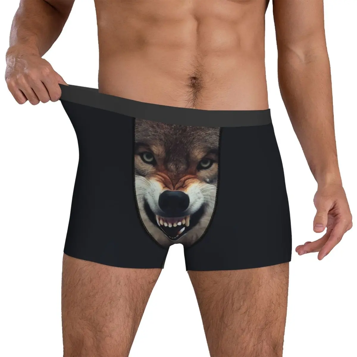 

Angry Wolf Face Underwear Custom DIY Trunk Quality Men Panties Novelty Shorts Briefs Birthday Present