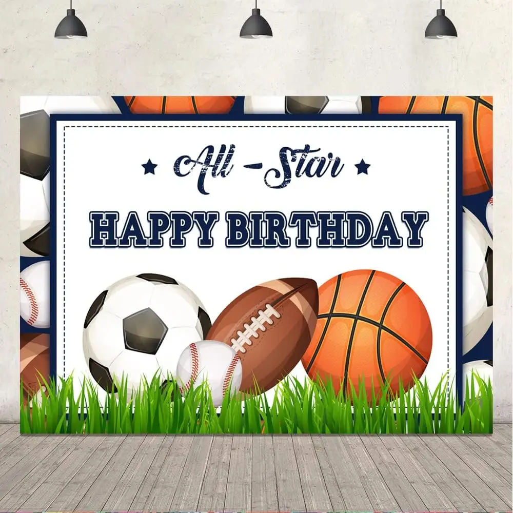 

all star Basketball football boy Sports stadium birthday party photo background photography backdrop banner studio