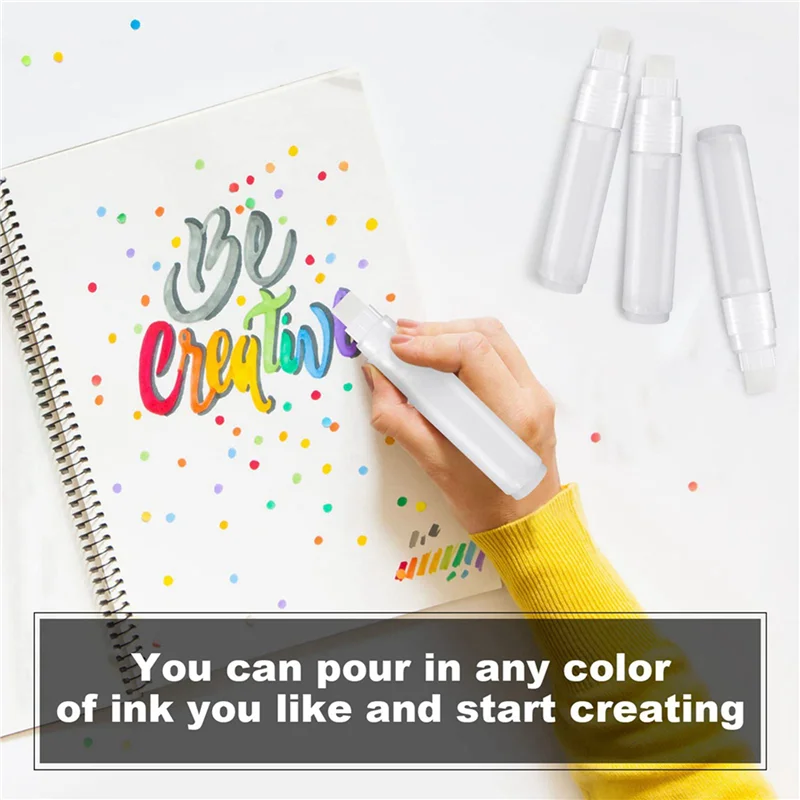 Paquet de 12 stylos à peinture 15 Mm marqueur Permanent acrylique vide stylo marqueur blanc clair pointe Fine marqueurs rechargeables vides-TCE