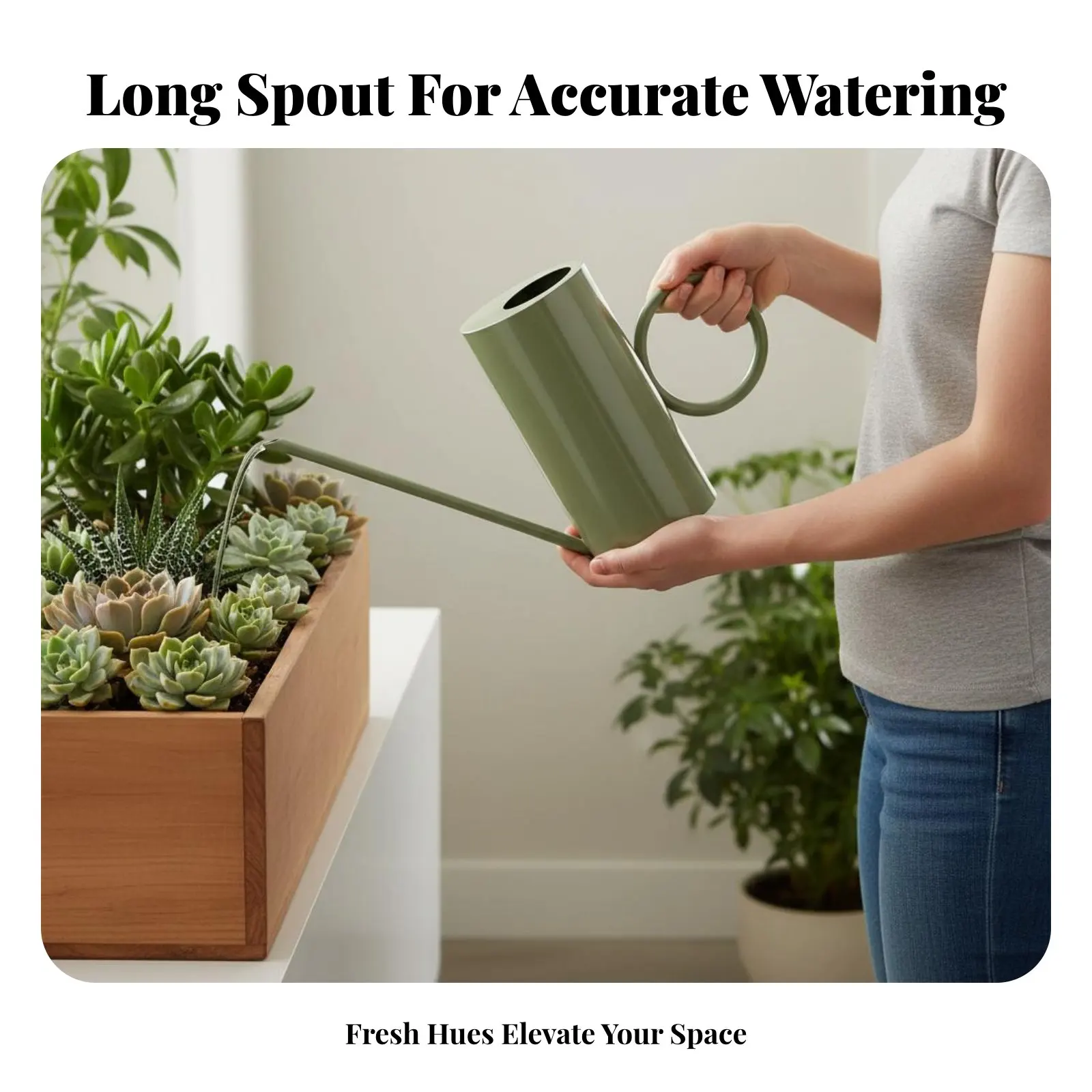Long Spout Watering Can 1.5L Capacity Stainless Steel Watering Can Stainless Steel Plant Waterer Distinctive Circle Handle