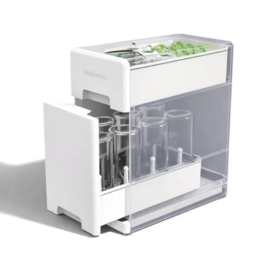

Covered Drying Rack and Countertop Organizer - Vertical Bottle Storage with Lid - Fits Large 8 Bottle Capacity Plus Accessories