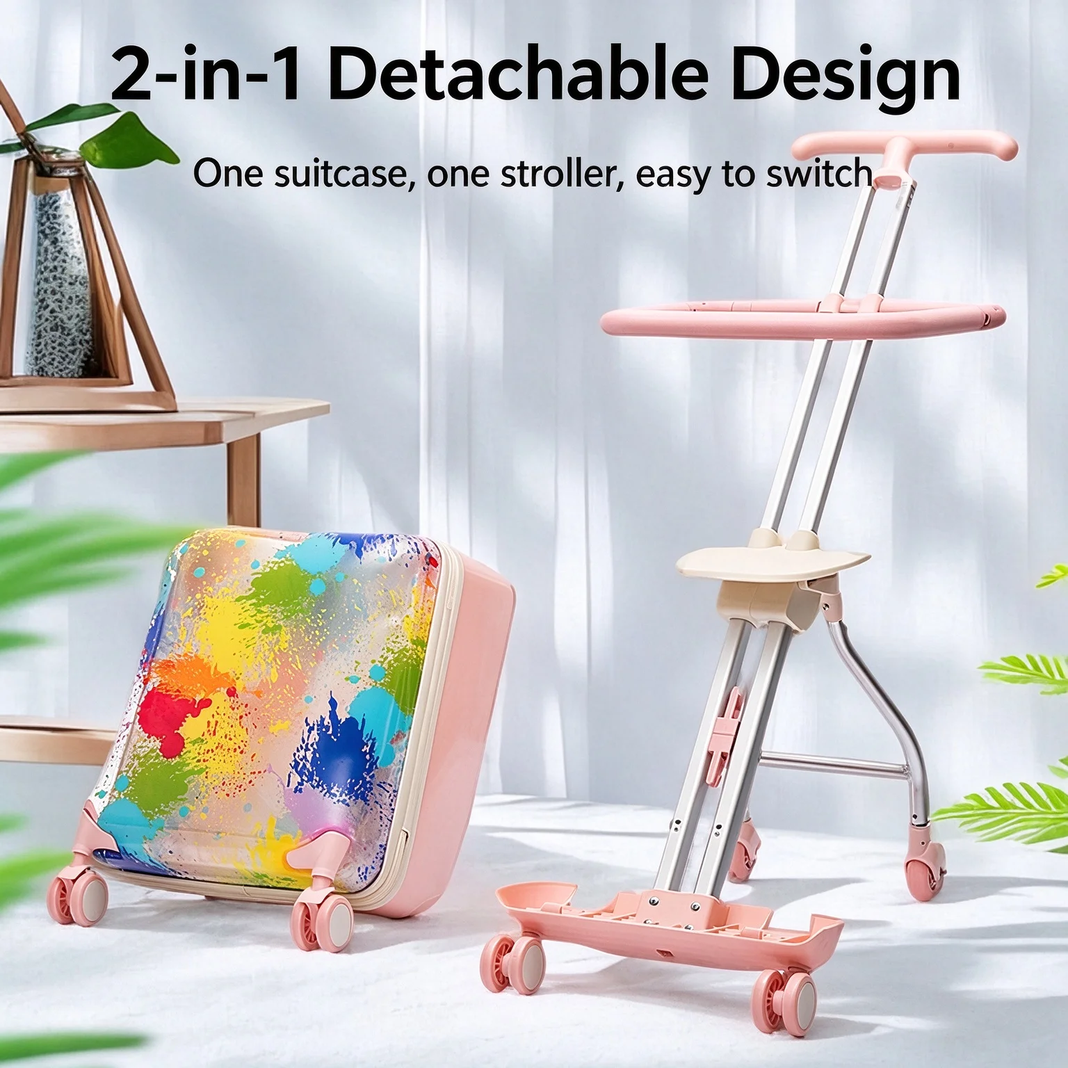 Bunnyfly Kids Multifunctional Folding ABS Luggage with Easy-Lock Zippers And Strong Grip Wheels - Travel Suitcase for Children