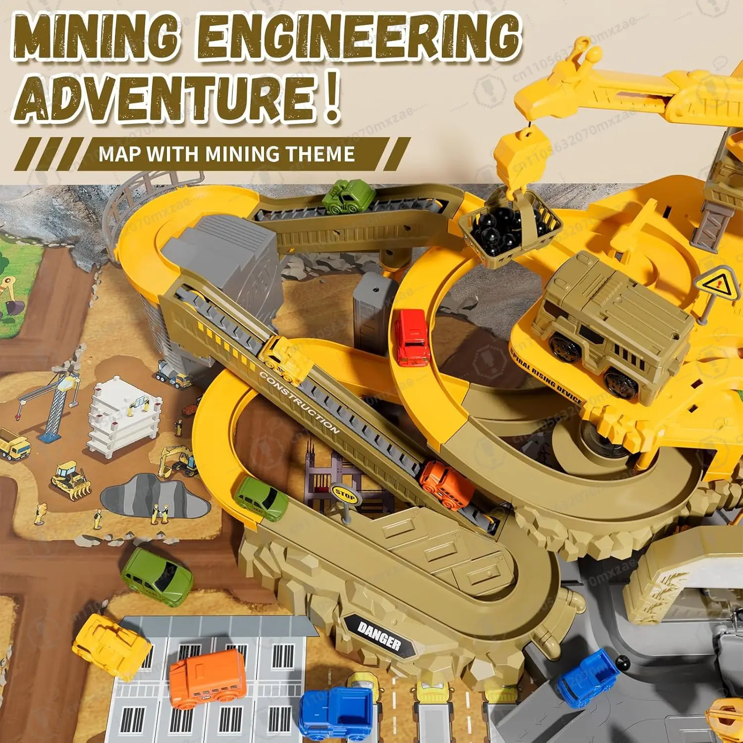 Interactive Redi Rampz Mining Set with Electric Crane & Climbing Hills, Dynamic Construction Playset for Boys