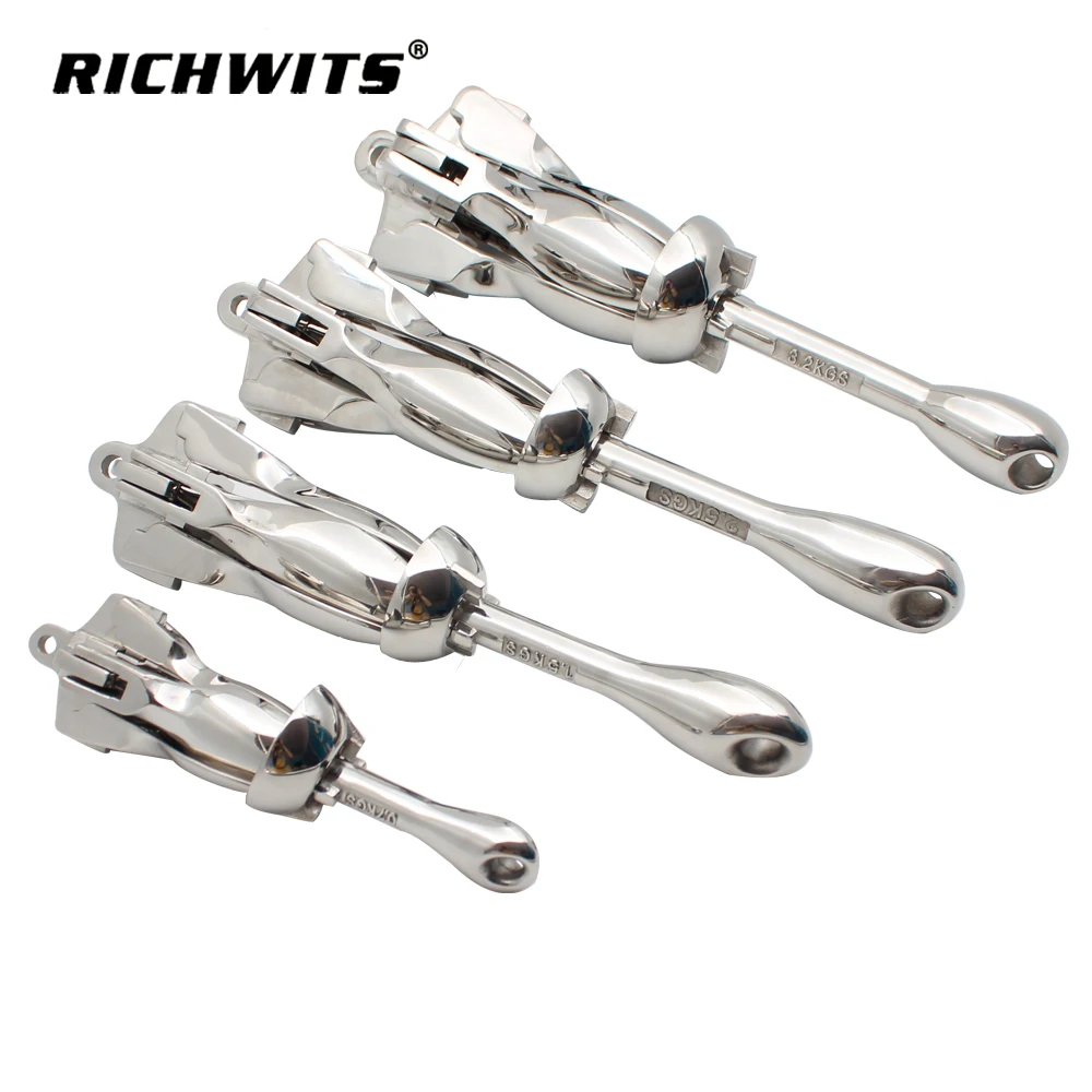 Anchor Yacht Fittings 316Stainless Steel Marine  Hardware Fittings Marine Folding Anchor 0.7/1.5/2.5/3.2/4/5/6/7/8/10/12kg