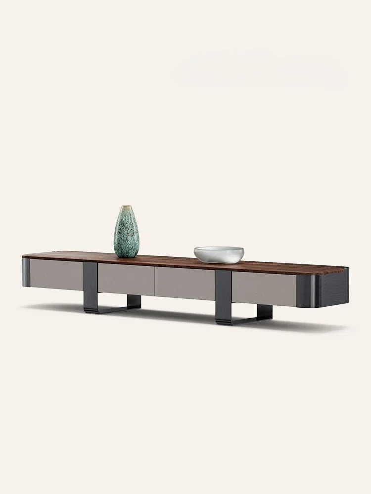 

American Modern Light Luxury Tea Table Set - Retro Minimalist Design, High-End North American Walnut TV Cabinet