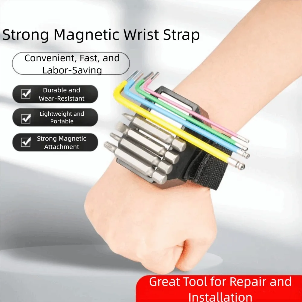 Strong Magnet Wristband Adjustable Strap Sturdy Design Magnetic Wrist Tool Belt Portable Multi-Functional