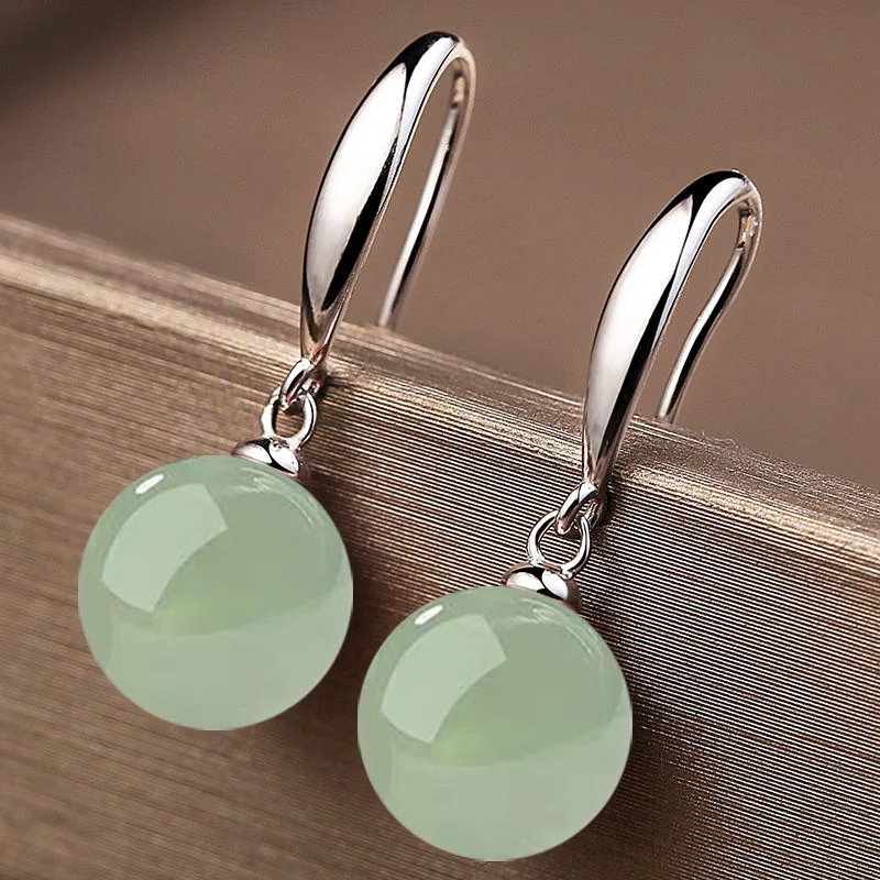 Vintage einfache Hotan Jade Damen Ohrringe Retro Palace klassisch elegant ethnischen Schmuck Jubiläumsgeschenk – Detail 3