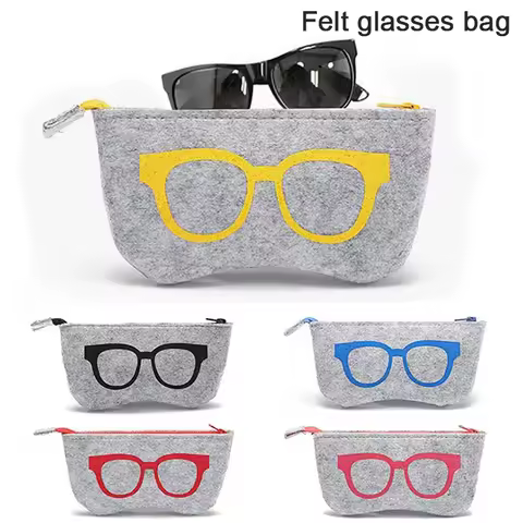 4 Color New Felt Glasses Case Bag Portable Soft Zipper Reading Glasses Protector Sunglasses Pouch Sunglasses Case Box