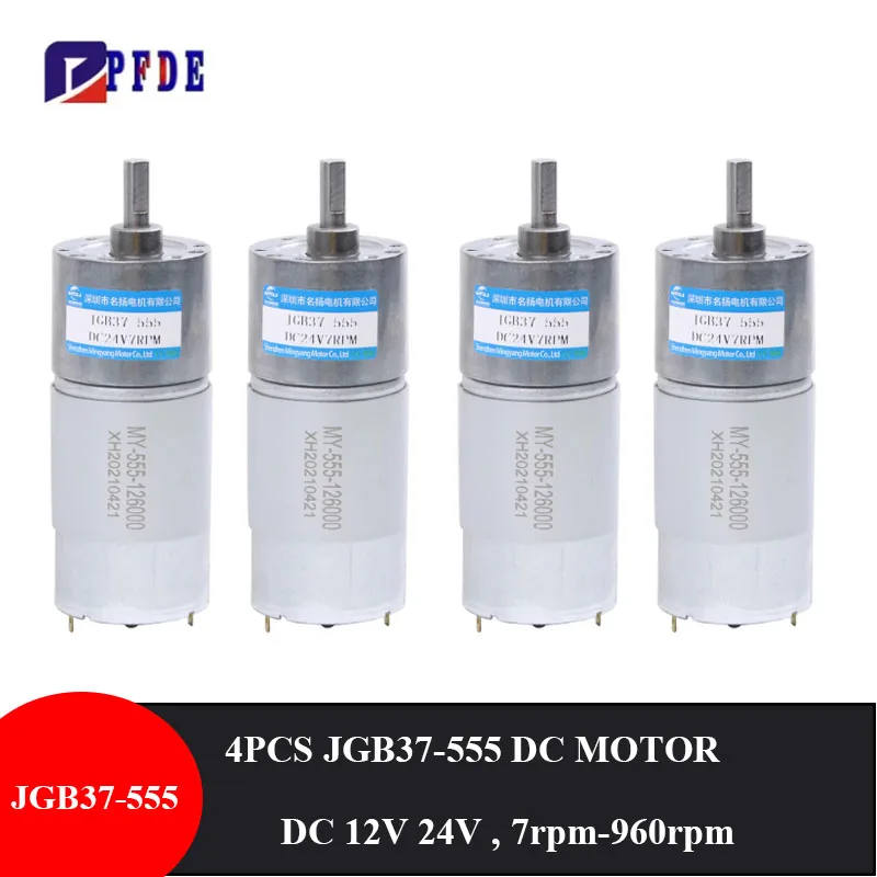 

4pcs JGB37-555 DC Geared Motor High Torque Reduction Linear Actuator Electric Motor Reducer Gearbox Mini Speed Low Noise Motor