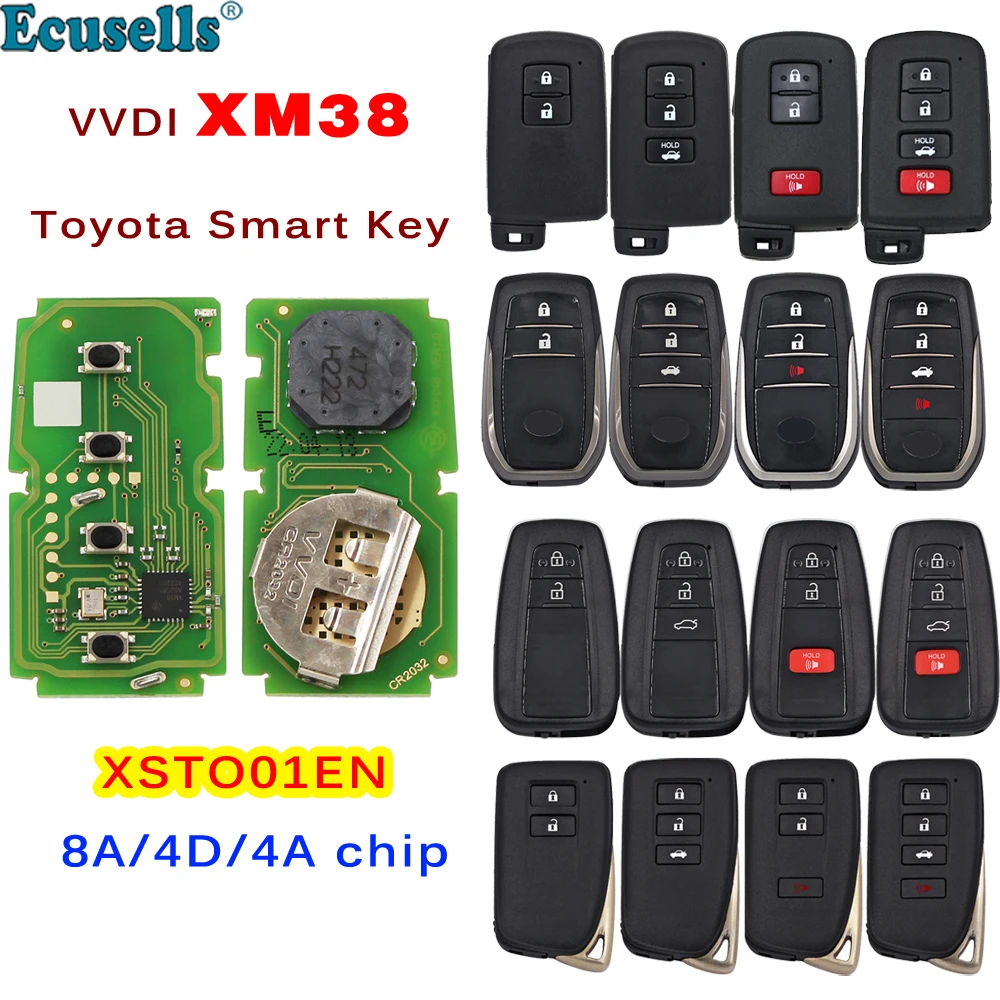 

Xhorse VVDI XM38 Smart Key XSTO01EN Proximity Remote Key 8A 4D 4A Chip for Toyota Lexus Updated Version of VVDI XM Key XSTO00EN