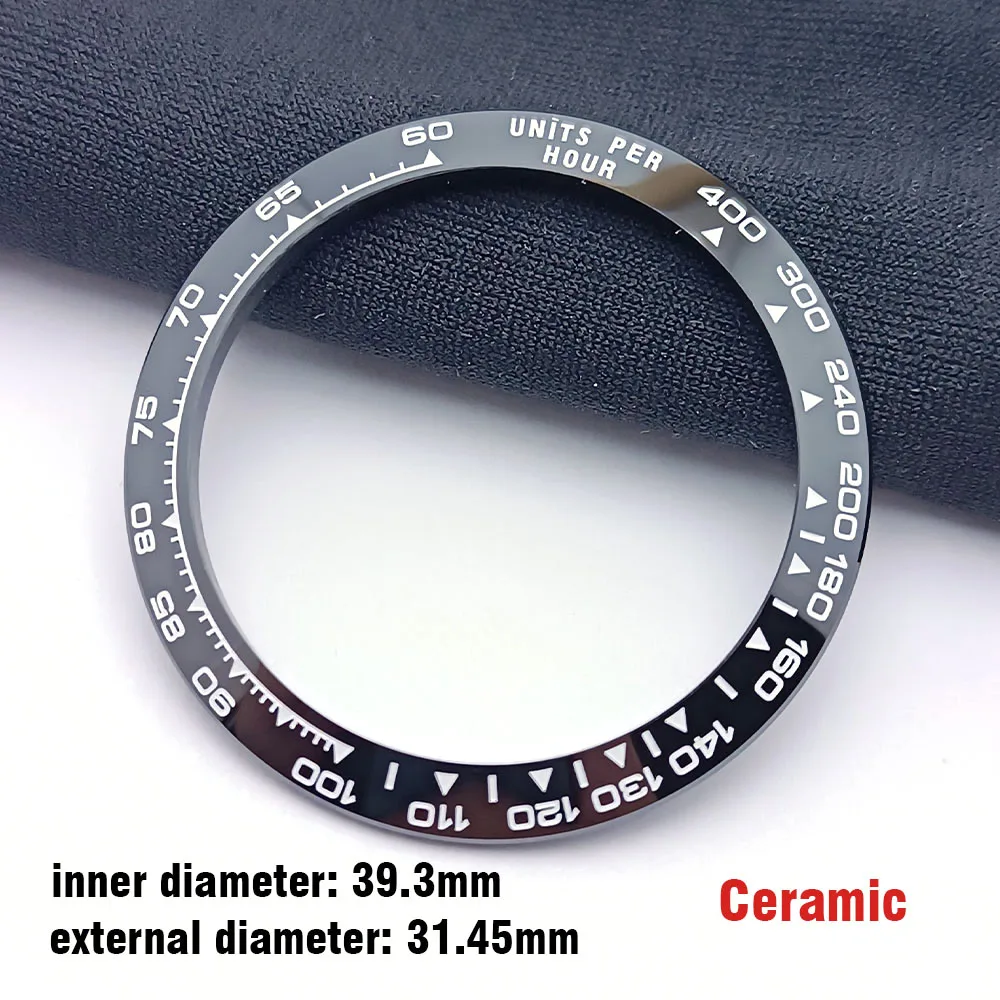 Polychrome Sloped Ceramic bezel insert 38.5*30.5mm /39.3*31.45mm For watch parts (No Luminous)