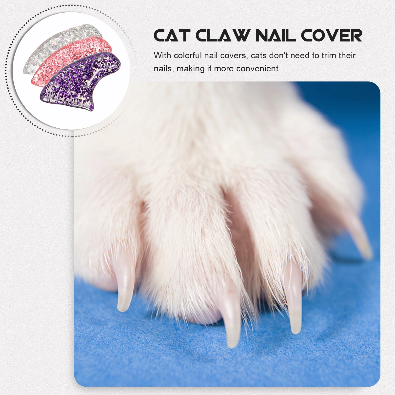 

60Pcs Cat Claw Covers Colorful Protective Anti-Scratch Plastic Nail Covers for Kitten Paws Cat Claw Caps