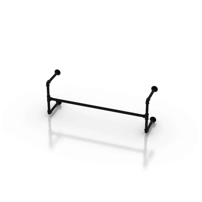 

custom.retail cloth store design iron spray paint black wall industrial pipe shelves with clothing rack