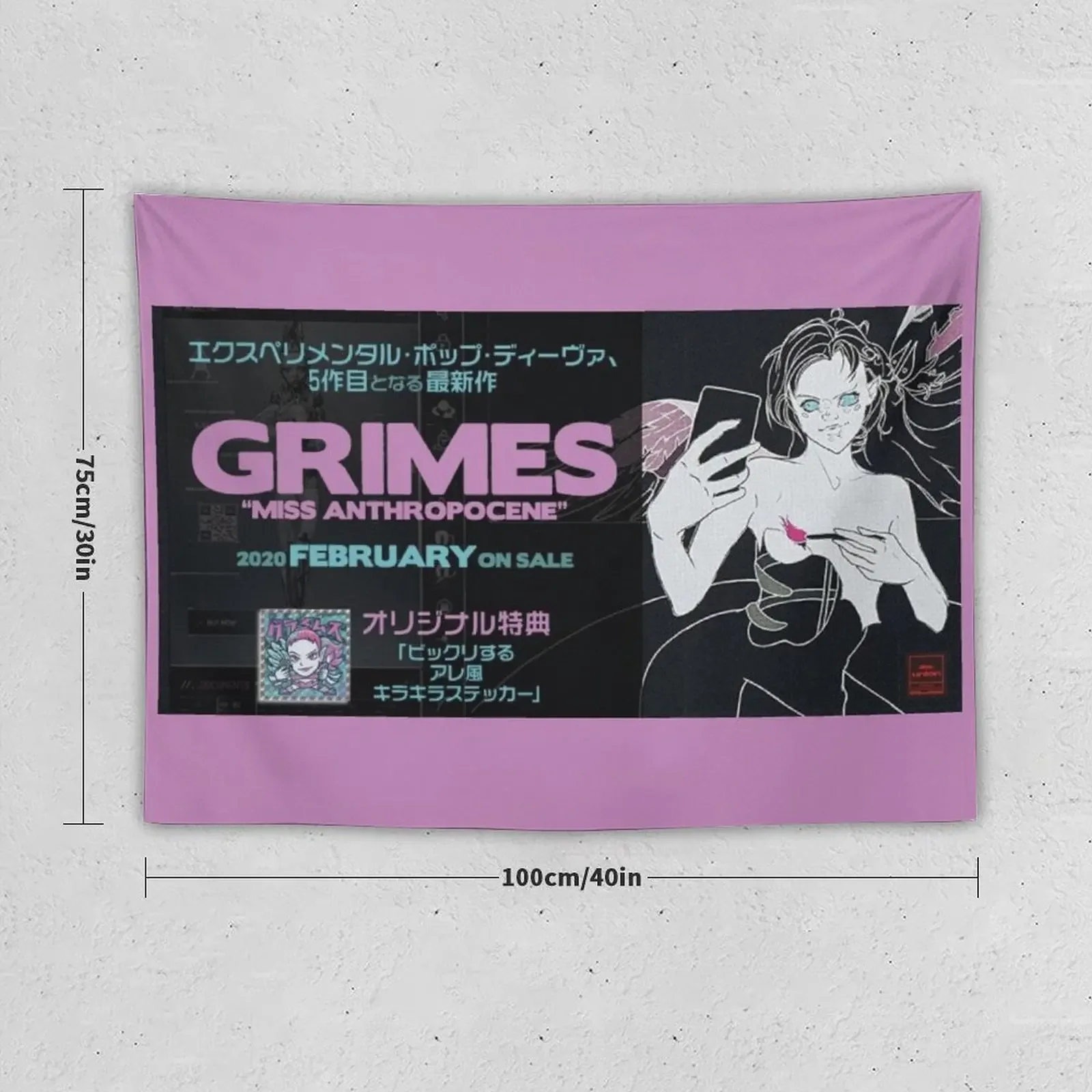 Grimes Miss_Anthropocene Japan Promo Tapestry Bedrooms Decor Cute Decor Wall Decorations Bedroom Decor Aesthetic Tapestry