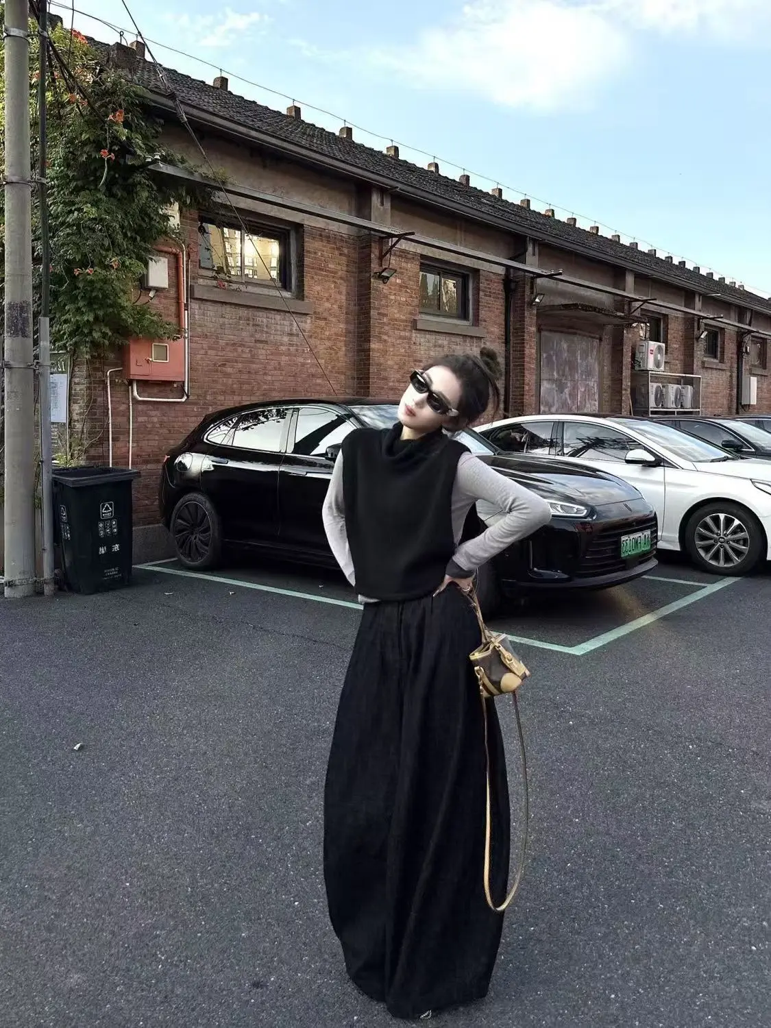 

Vests Waistcoats Thin Womens Girls Autumn Multi-Functional Maillard Split Spliced Multi-Pockets Touring Techwear Patchwork Retro