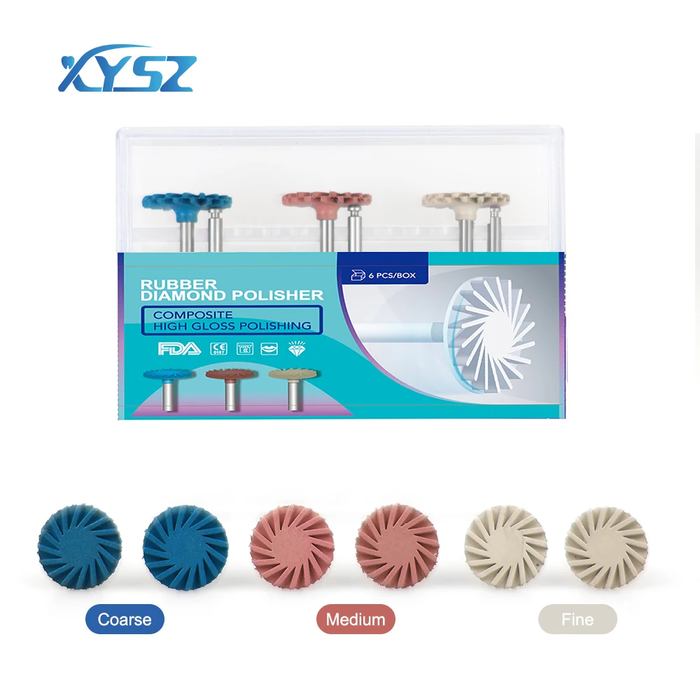 Dental Rubber Polisher Composite Resin Polishing Diamond System RA Disc 14mm Wheel 3 Colors Diamond Spiral Flex Brush