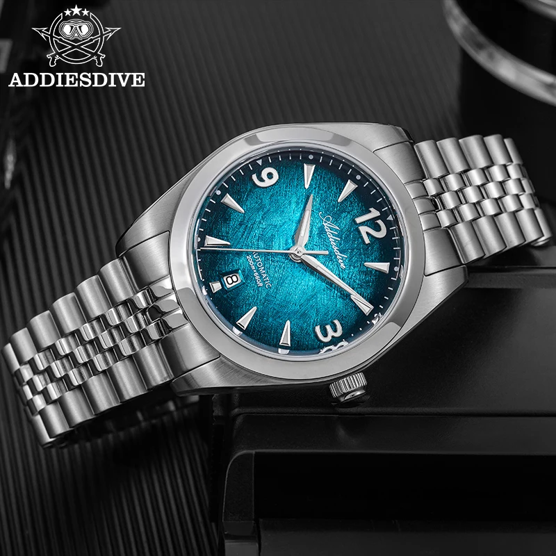 ADDIESDIVE Japan 8215 Men Automatic Watch New Sapphire Glass Gradient 39mm Top Brand Mechanical Watch 200m Waterproof Luminous