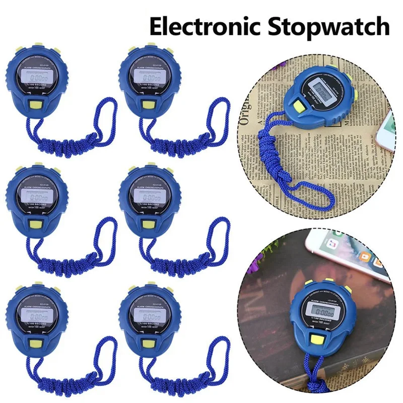 ABGR-6PCS Cronografo digitale LCD Cronometro elettronico Orologio contachilometri contatore sportivo