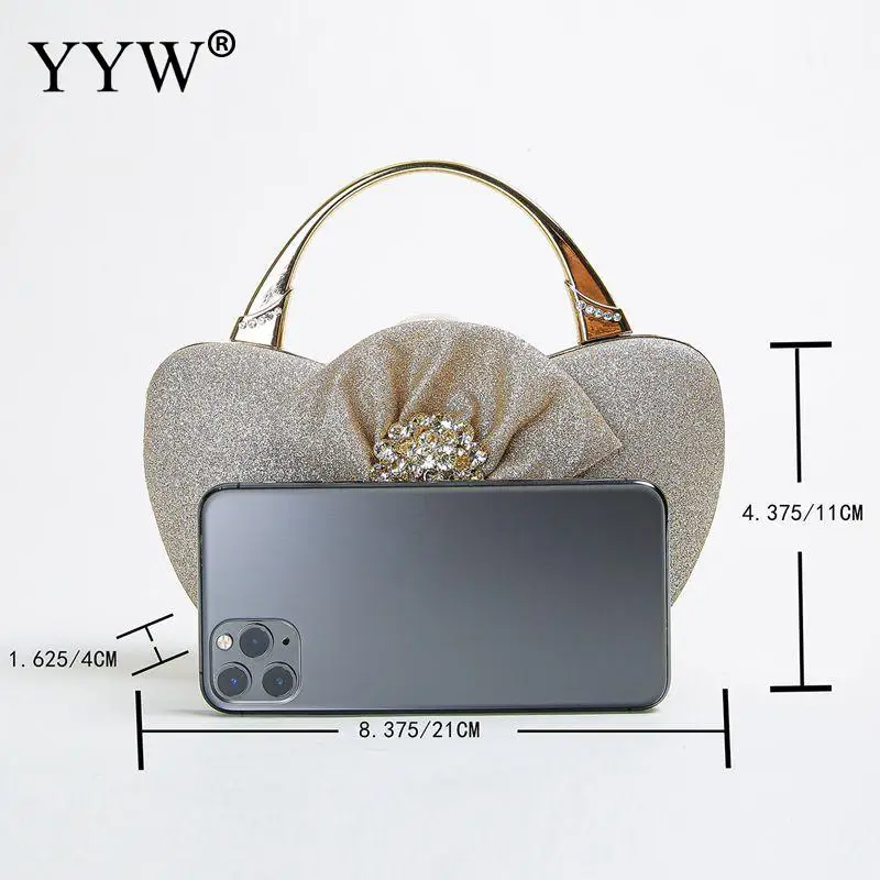 Rhinestone Floral Clutch Handbag Elegant Bownot Pattern Women Evening Party Diamond Clutch Purse Top Handle Bag Box Shoulder Bag