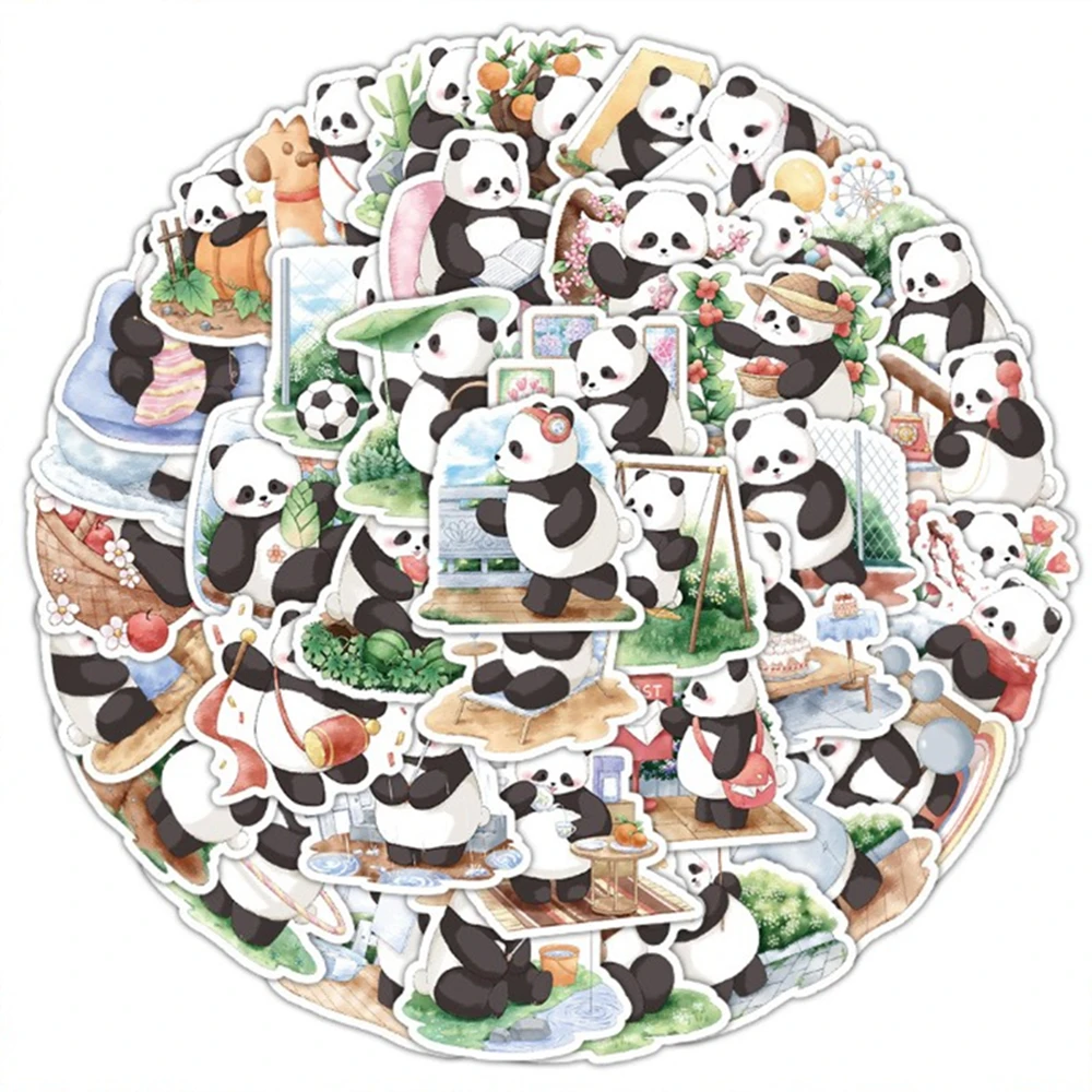 10/25/50Pcs Cute Panda Life Scene Stickers Waterproof Vinyl Decals for Laptop Water Bottle Luggage Scrapbook Journal Kawaii Gift