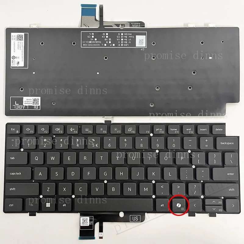 M   New for For Dell Latitude 7450 7650 2-in-1 Laptop US Keyboard With Backlit AI Key