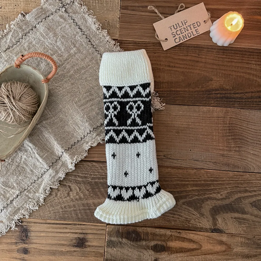 

Новые детские гетры с бантом, однотонные утолщенные длинные носки в стиле Лолиты, вязаные теплые зимние носки до середины икры