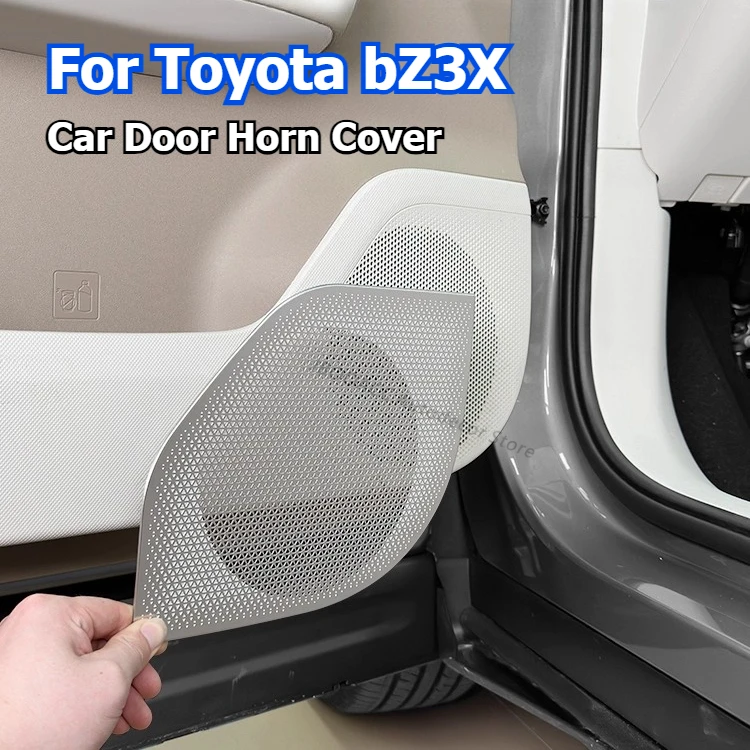 

Для Toyota BZ3X 2025 2026 автомобильный дверной звуковой сигнал, крышка из нержавеющей стали, 4-дверная аудиозащитная крышка, декоративная наклейка, модификация отделки