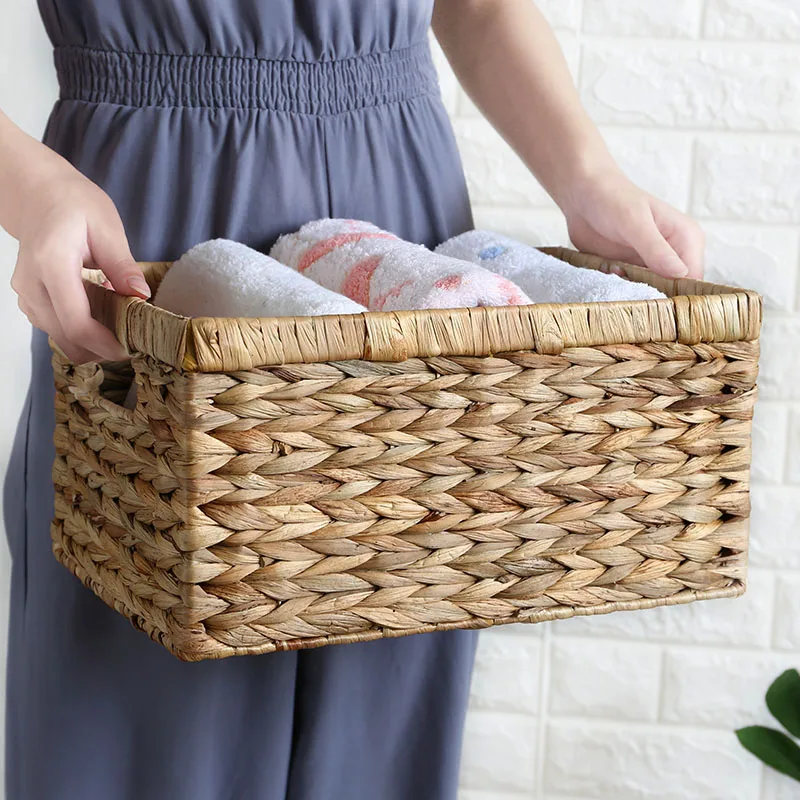 

Плетеная корзина для хранения из ротанга Hanrted l Органайзер для одежды, полотенец и мелочей для дома и отеля