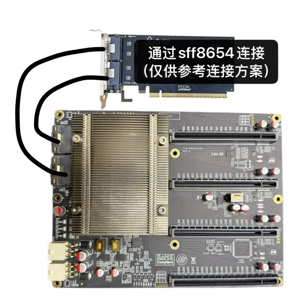 2025 جديد Plx88080 رقاقة PCIe 4.0 بطاقة التوسعة 4 منافذ إضافة على بطاقات وحدة معالجة الرسومات مجلس المكونات في المزدوج واسعة