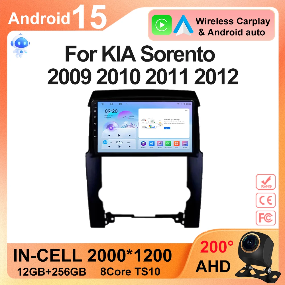 2Din Stereo Video For KIA Sorento 2009 2010 2011 2012 Android Multimedia QLED Navigation Video Wireless Carplay Radio Player
