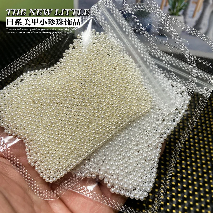 200-1200pcs Half Round Pearls Nail Rhinestones 2/3/4/5/6mm White Beige Pearl Beads Caviar Nail Decor 3D Flatback Resin Nail Gems