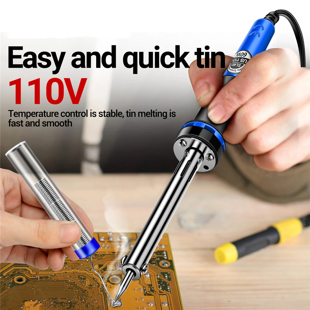 SL401 Electric Soldering Iron Pen 60W US/EU Plug Tin Tips 440~450℃ Repair Welding Tools Rework Header Tool Solder Station