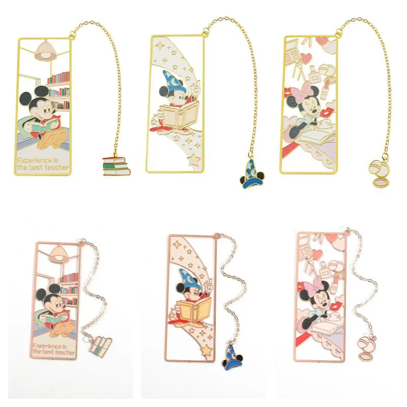 12pcs/lot Kawaii Disney Mouse Bookmark Cute Metal Pendant Stationery Label Office School Supplies