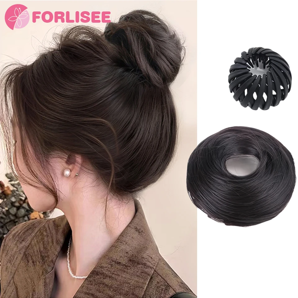 

Claw clip type Fake Hair Bun Synthetic Straight Chignon Clip In On Hair Tail Extension Updo Hair Bun Hair Piece For Women