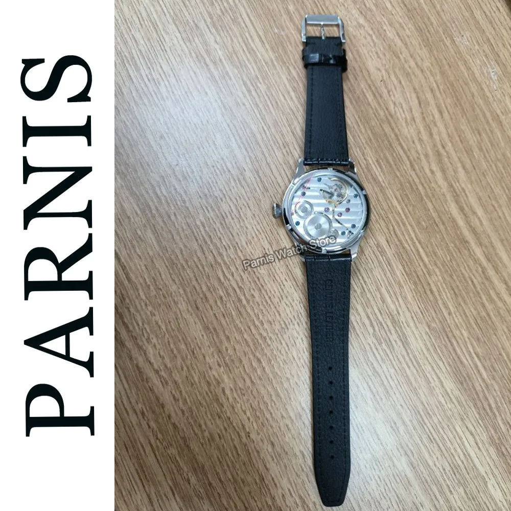 Parnis 44mm ETA6497 Hand Winding Movement Black Dial Men Watch Stainless Case Small Second