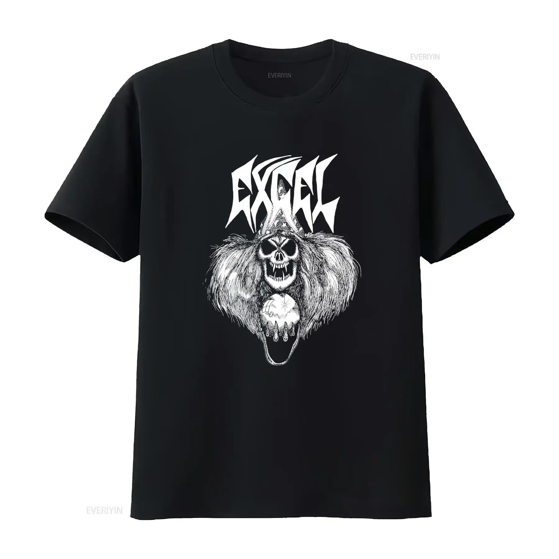 Vintage Excel Band Cotton Black T Shirt Skull Design All Sizes Available vintage Washed Casual Breathable Unisex Soft