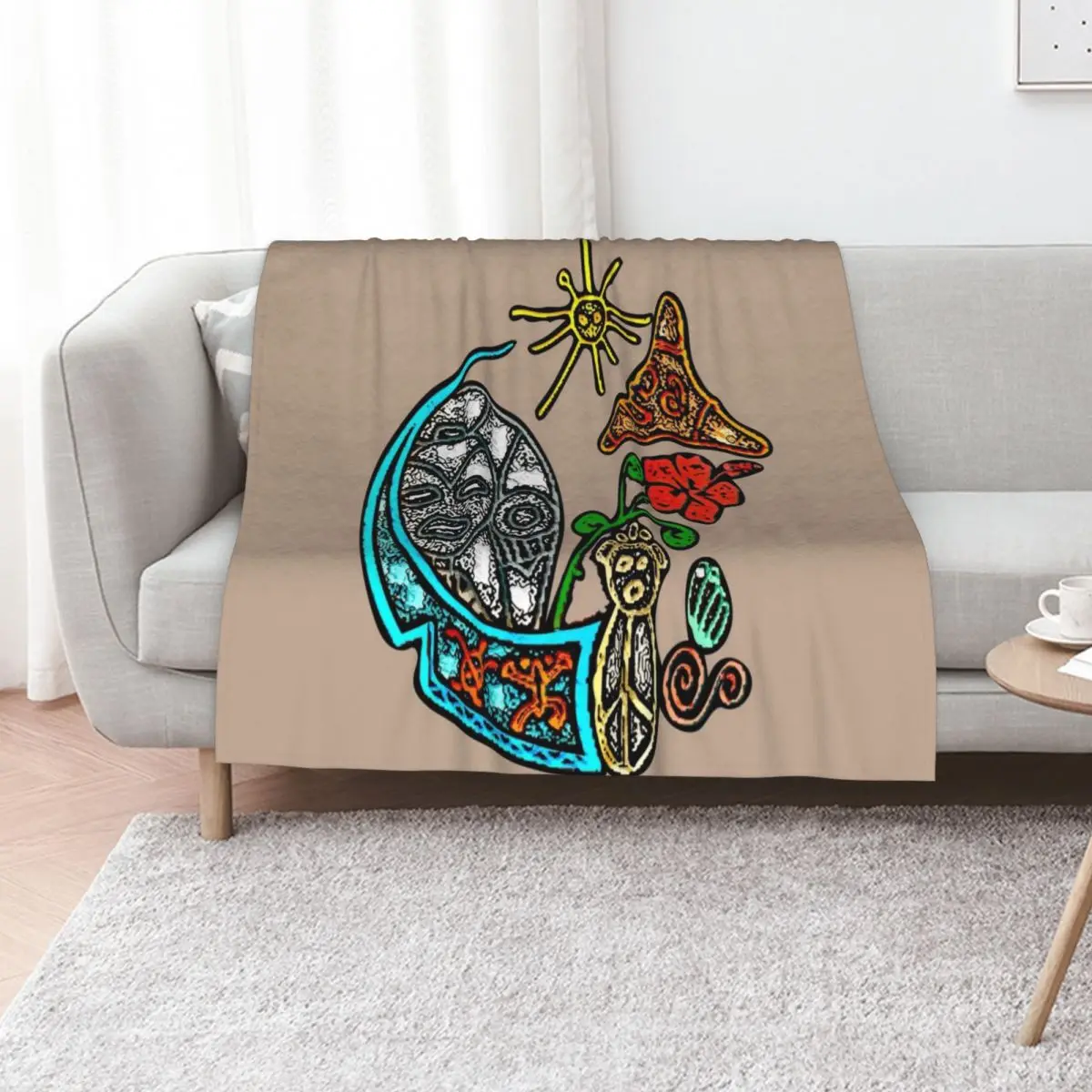Atabey Goddess Taino Symbols Puerto Rico Throw Blanket Lightweight Warm Blanket for Indoor Outdoor Use