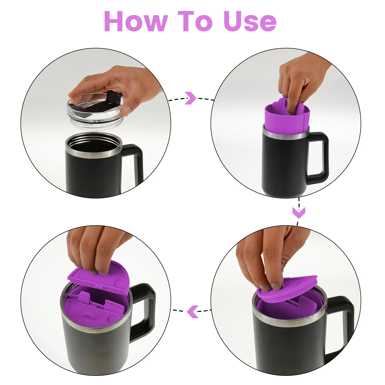 2024 Cup Separator Silicone Liner Handle Straw Lid Vacuum Insulated Car Mug Double Wall Thermal Iced Travel Cup Coffee Separator