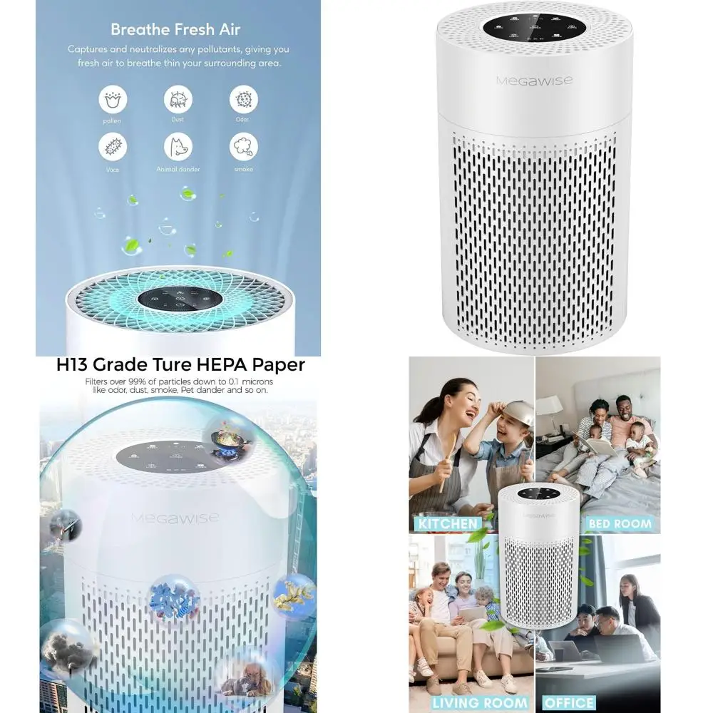 

Усовершенствованный очиститель воздуха HEPA 2025 для больших помещений: охват 1076 кв. футов, умный датчик, режим сна, идеально подходит для удаления дыма, шерсти животных и запахов