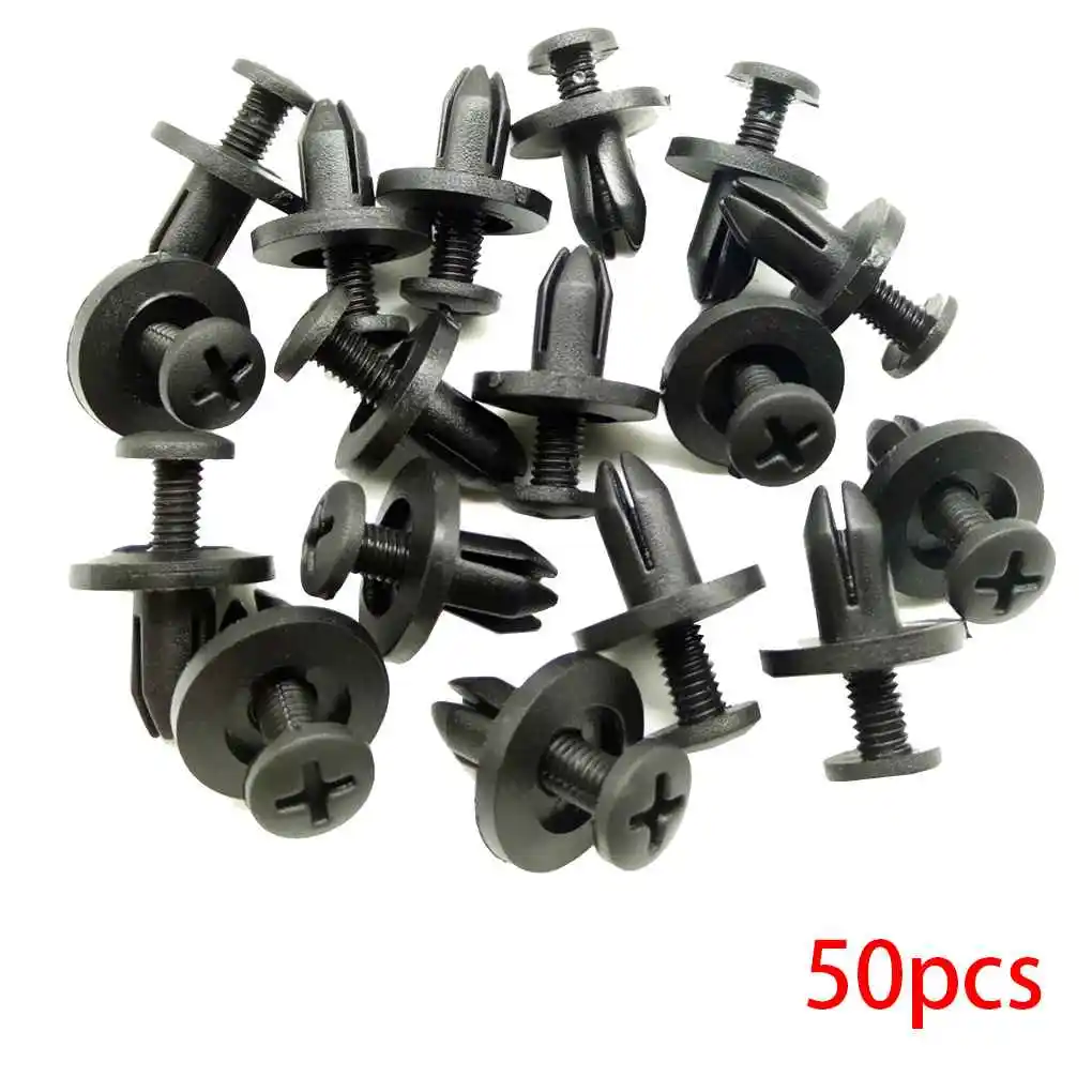 Pack of 50 Car Fender Retainer Clip Rivets Assorted Kit Trim Splash Shield Mud Guard Push Pins for 6mm Hole Automotive