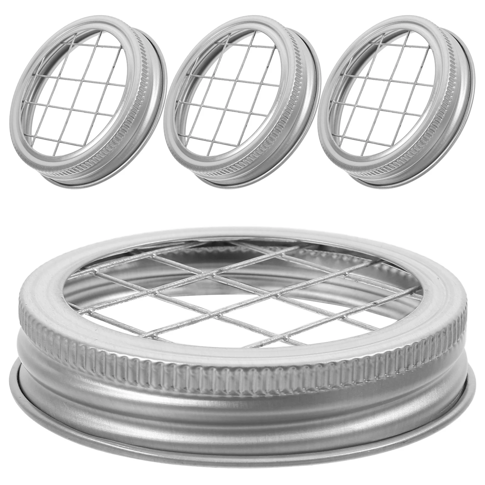 4 Pcs Mason Jar Lids 70mm Wide Mouth 86mm Flower Insert Grid Canning Accessories Smooth Edges Portable Easy Use