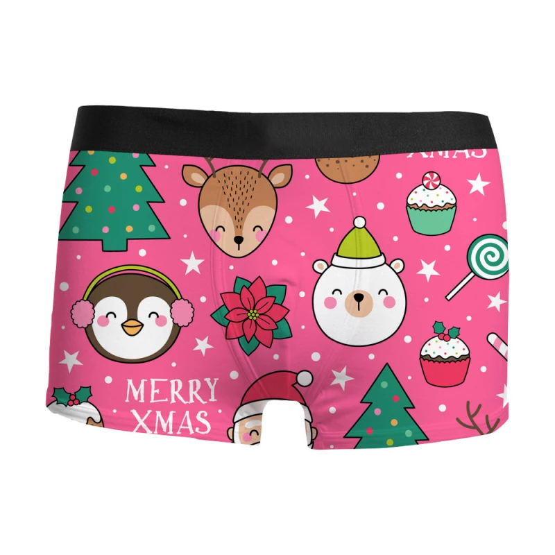 2024 new Christmas fashion intimo da uomo stampa 3D comfort traspirante con boxer a vita media