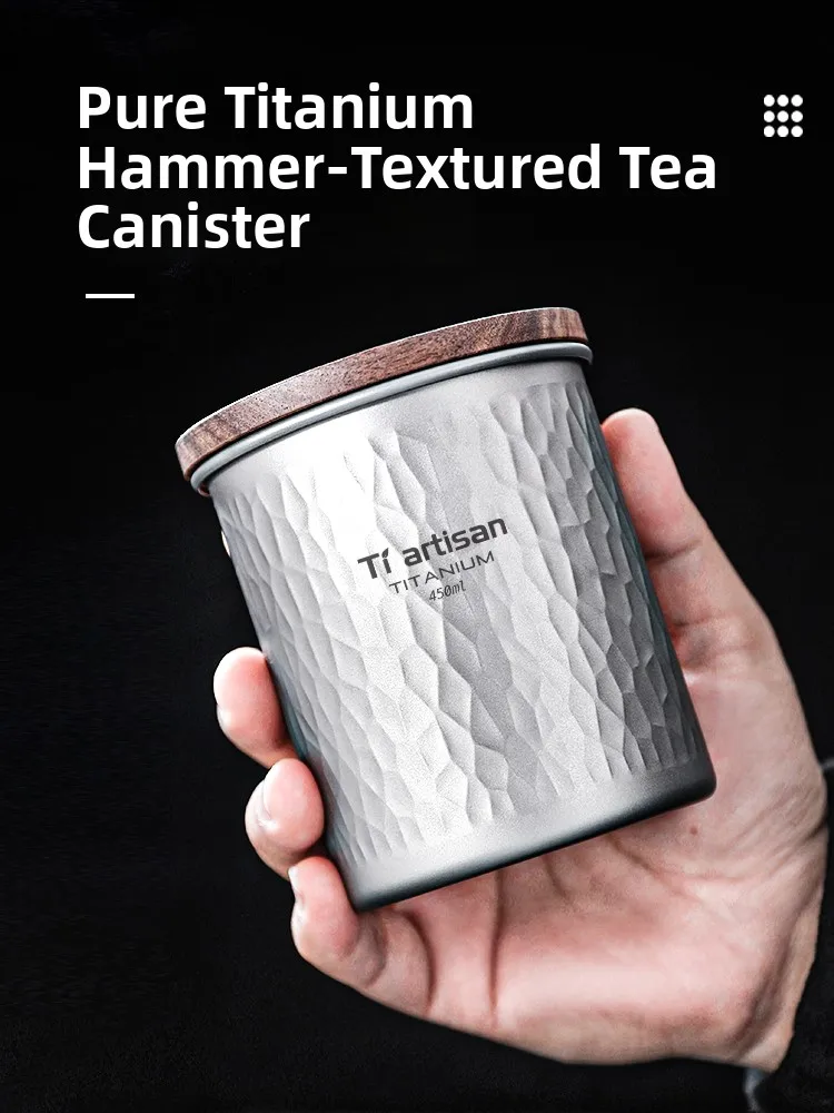 

Tiartisan Pure Titanium Quiet Outdoor Portable Water Cup Tea Leaf Storage Can Coffee Bean Container Vintage Style Camping Gear