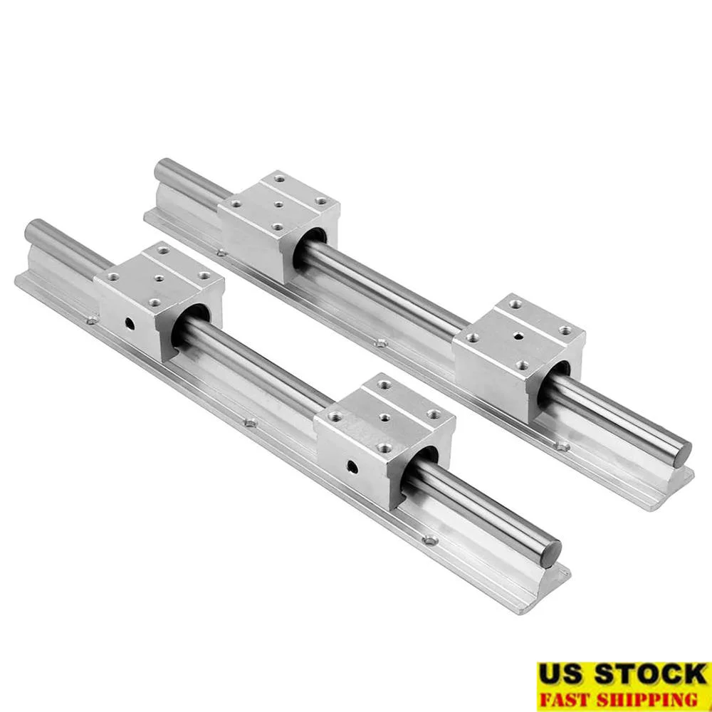 

SBR12 Linear Rail Guide Kit 200mm Carbon Steel Shafts 2Pcs with 4 SBR12UU Blocks and End Stops