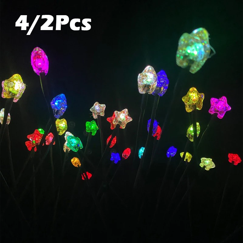 

4/2pcs Solar Pentagram Lights Waterproof Led Garden Lawn Lamp Solar Swaying Sunlight Powered Landscape Courtyard Patio Decor