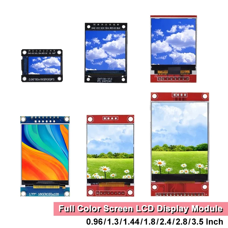 TFT Display 0.96/1.3/1.44/1.8/2.0/2.4/2.8/3.2/3.5 Inch TFT Full Color Screen LCD Module ILI9341 Driver Interface SPI for Arduino