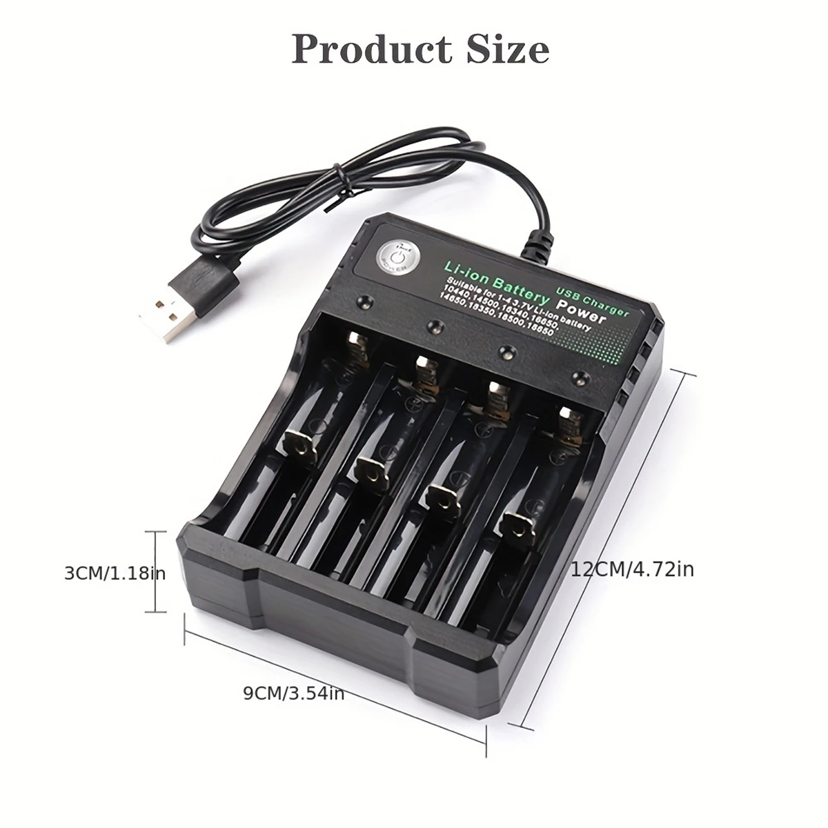 18650 Battery Charger 4 Solts with LED Light USB Rechargeable Lithium Battery Charger for18650 16340 10440(Battery not included)